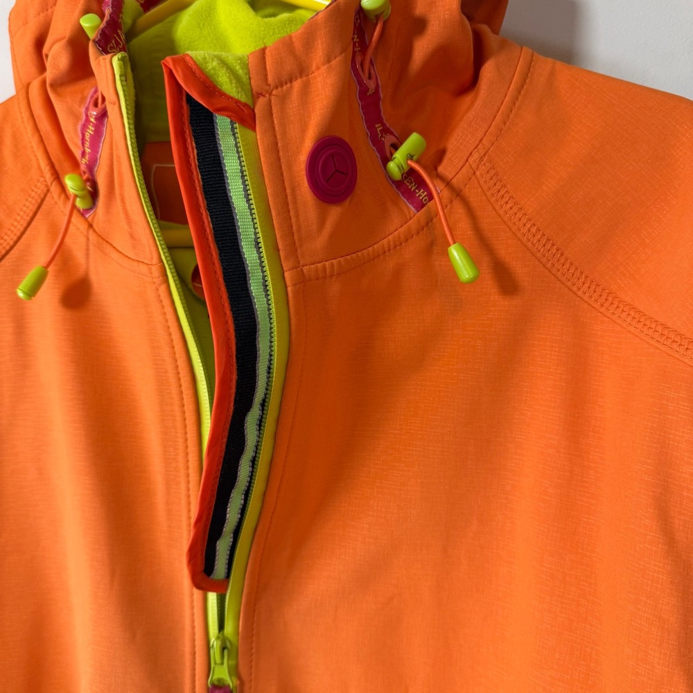 EXCELLENT Ilse Jacobsen Raincoat Womens 44 Orange Hooded Softshell - Picture 7 of 11